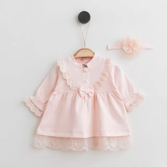 Baby Mädchenkleid  -Tauf Kleid Elegante festliches Kleid und Stirnband  68 74 80