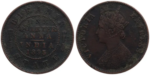 Bikanir State - One Quarter 1/4 Anna India 1895