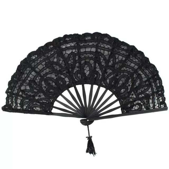 Handmade Cotton Lace Folding Hand Fan for Party Bridal Wedding Decoration (BA5C6