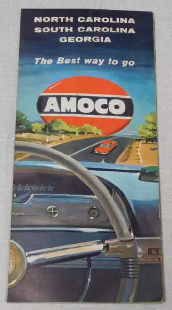 1958 Amoco gas station map of North and South Carolina and Georgia