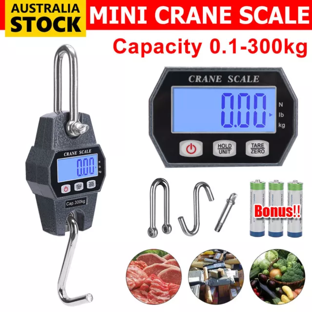 300kg 0.1kg Mini Crane Scale LCD Digital Electronic Hook Hanging Portable Scales