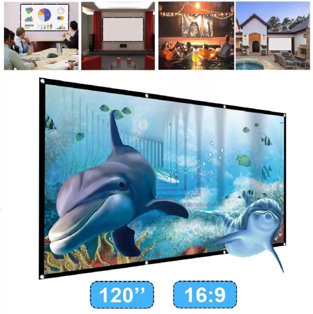 Outdoor Mini Projector Screen Portable Home Movie Cinema Foldable HD 1080P  16:9