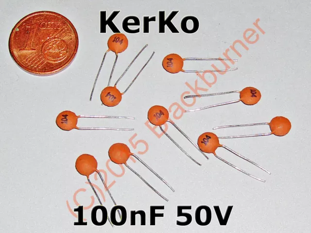 5, 10x 104p 100nF 50V Kerko DIP Keramik-Scheiben-Kondensator Ceramic Capacitor