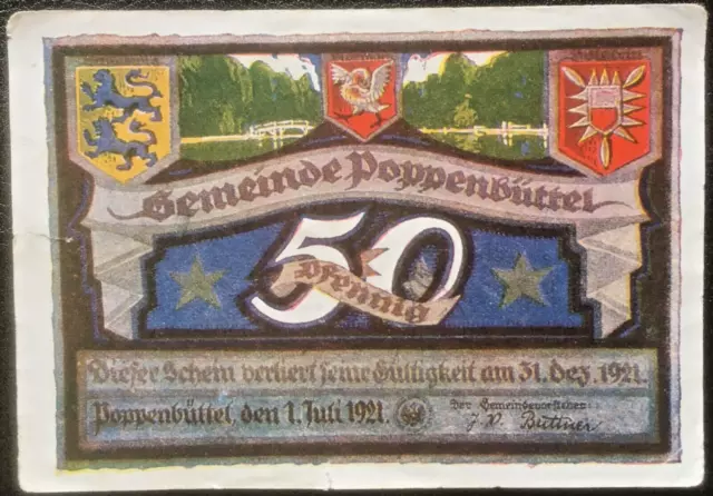 50 Pfennig Poppenbüttel 1921   Notgeld  (#23.12.2#)