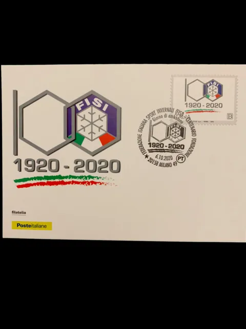 Italia 2020 Cartolina Postale 100’Federazione Italiana Sport Invernali FISI