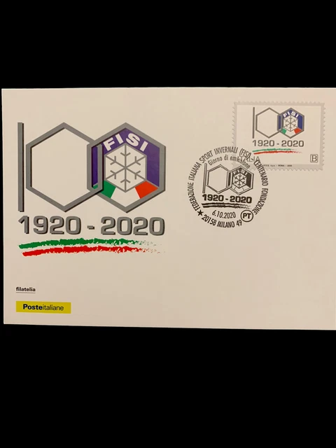 Italia 2020 Cartolina Postale 100’Federazione Italiana Sport Invernali FISI