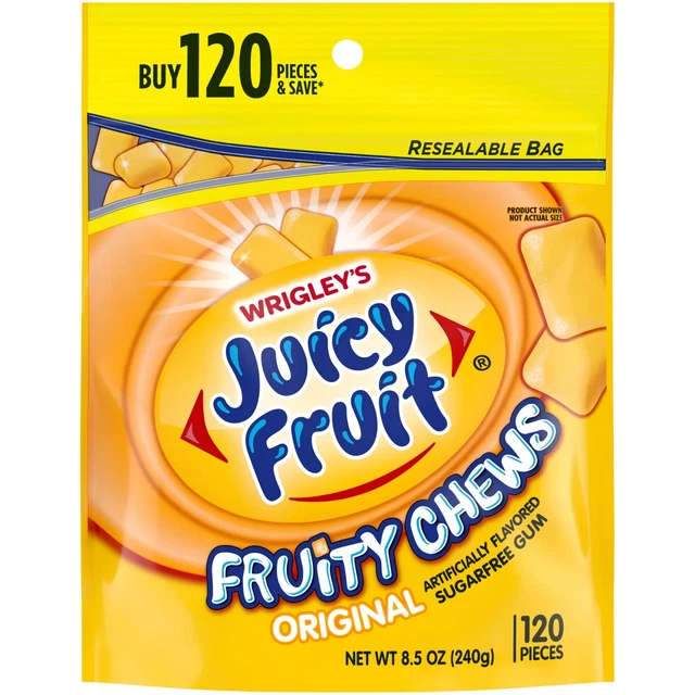 Juicy Fruit Chewing Gum, Value Pack - 120 ct Bulk Gum Bag Free Shipping