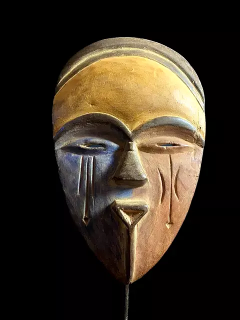 African Mask Tribal Face Mask Wood Lega Mask Bwami Society Congo-6810
