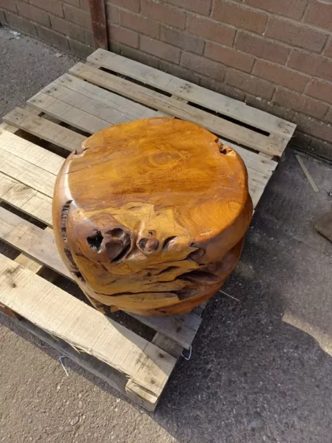 Drum Table  Teak round table stool block solid teak table