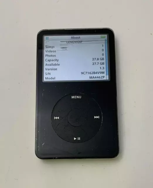 Apple iPod Classic 5e génération 30 Go A1136 noir, pixels morts
