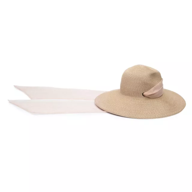 EUGENIA KIM CASSIDY  PACKABLE HAT WITH TULLE SCARF in Sand/Blush - OS NWOT