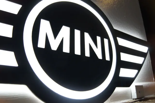Mini cooper sign lighted 3D sport car garage racing