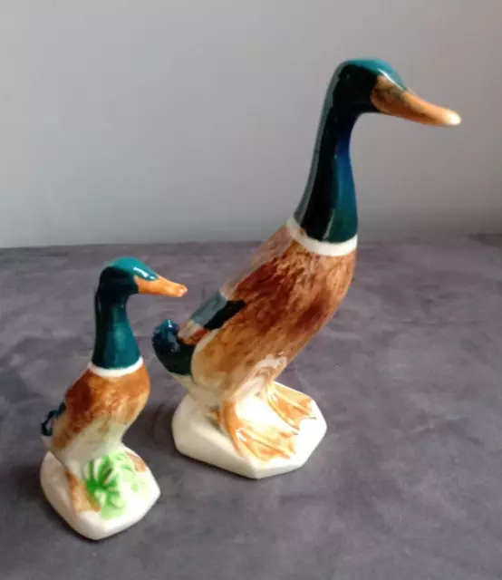 Pair Small Birds   Beswick Standing Figurine Mallard Ducks 756 - 2 ( Gold Mark )