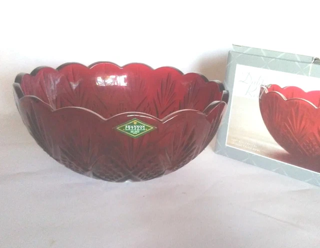 SHANNON DUBLIN RED CRYSTAL 8 inch SALAD BOWL Mint w/label attached MIB