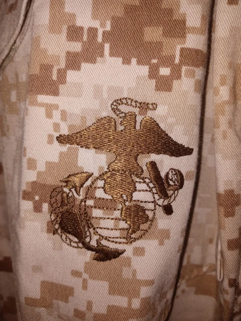 Usmc Button Down Camo Desert Marpat Combat Insect Repellent Shirt  Emb Logo