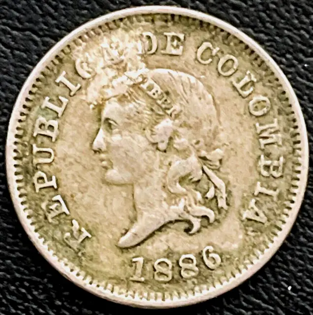 1886 COLUMBIA COIN 5 Centavos KM# 184 South America EXACT COIN SHOWN FREE SHIP