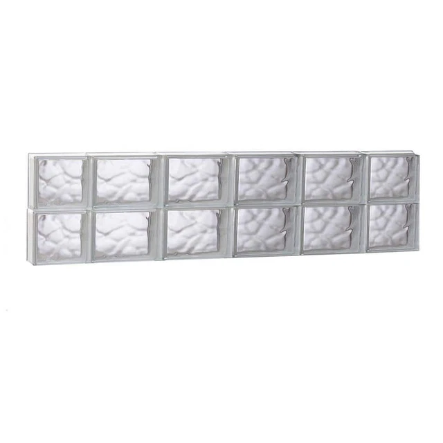 Clearly Secure Glass Block Window 42.5"x11.5" Frameless Wave Pattern Non-Vented