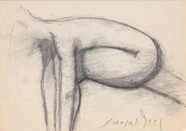 STRETCHING FEMALE FIGURE Study Line Sketch 9x12 CHARCOAL DRAWING from Life Woman