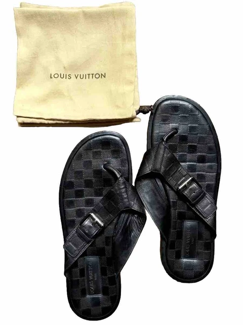 LOUIS VUITTON UOMO ciabatta infradito in pelle nera Damier goffrata con fibbia EUR 228 00 PicClick IT