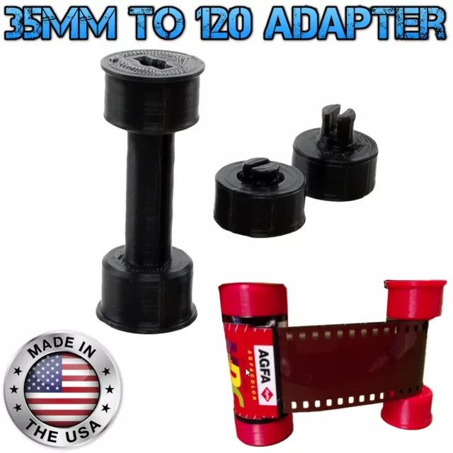 35mm to 120 Medium Format Camera Film Spool Adapter 3 Piece Kit