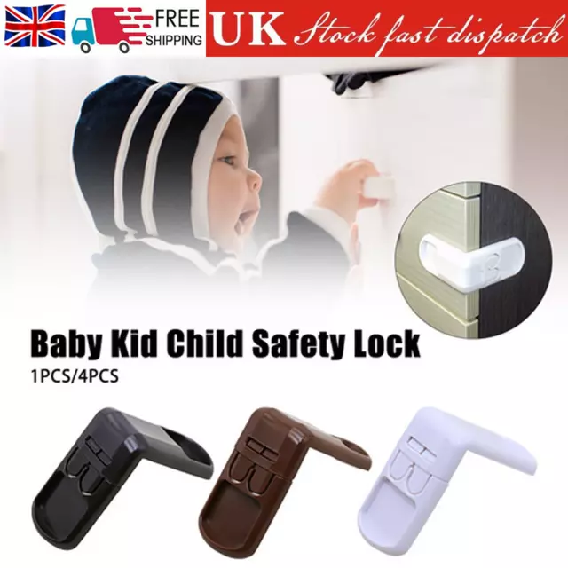 1/4 Child Baby Safety Cupboard Cabinet Locks Pet Proof Door Drawer Fridge Kid UK