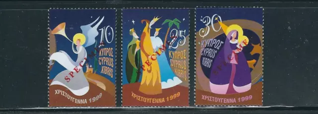 CYPRUS 1999 CHRISTMAS XMAS theme w/SPECIMEN ovpt (Sc 941-43) VF MNH