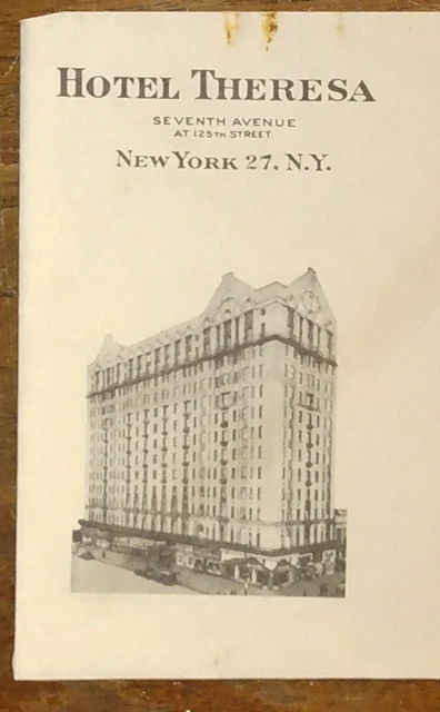Rare Original 1920's Envelope ~ Historic Hotel Theresa Harlem, New York