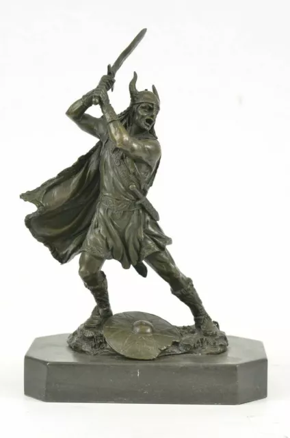 European Finery Bronze Norse God Thor with Sword Statue Sculpture Viking Art