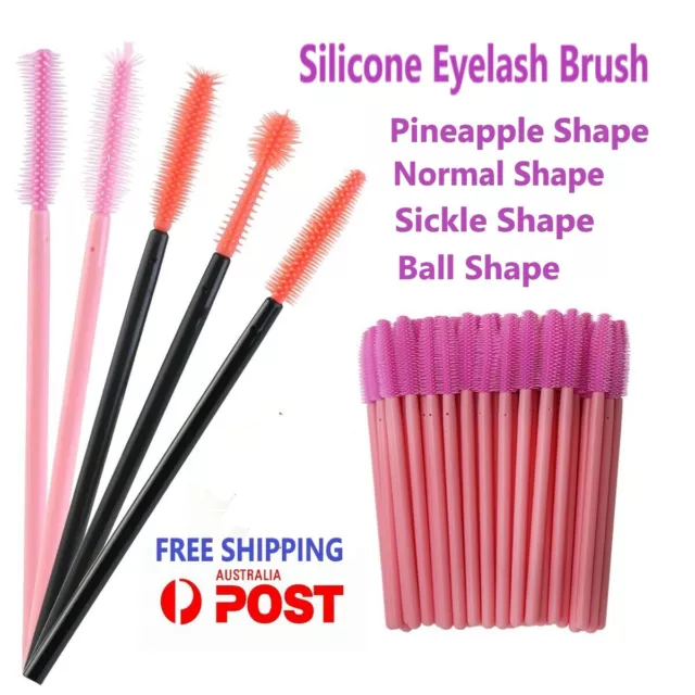 Mascara Makeup Wands Applicator Disposable Silicone Eyelash Brush 4 Shapes