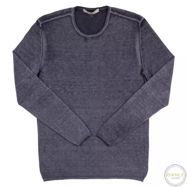 John Varvatos Artisan Grey Silk Cashmere Washed Ombre Crew Neck Sweater M