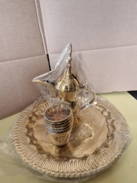 Turkish Coffee Set Arabic ?  / Coffee Pot and Cups. Middle East Brass Metal