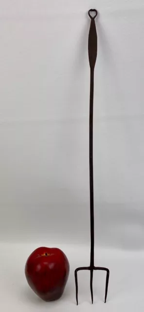 Antique 19th C 1800s Beautiful Wrought Iron Open Hearth Roasting Fork -AAFA