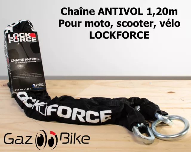 Lock Force - Chaine Antivol Câble Sécurité pour Moto Scooter Vélo 120cm
