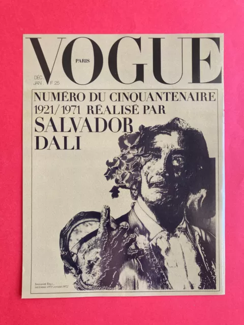 Décoration couverture VOGUE Paris Salvador Dali décembre 1971 affiche vintage