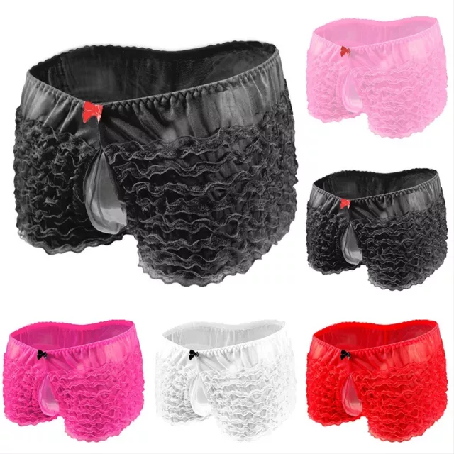 MENS SPANEX SISSY Pouch Panties Sexy Lace Briefs Knickers Shorts