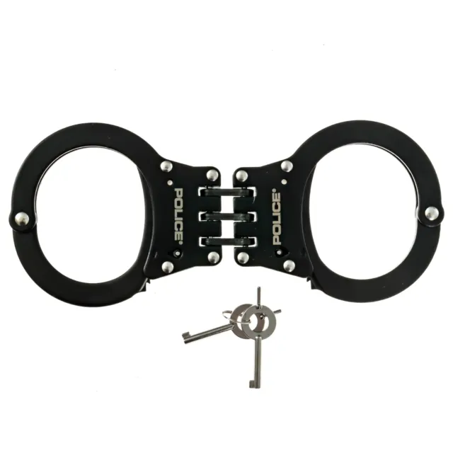 POLICE Handcuffs Professional Heavy Duty Steel Black 3