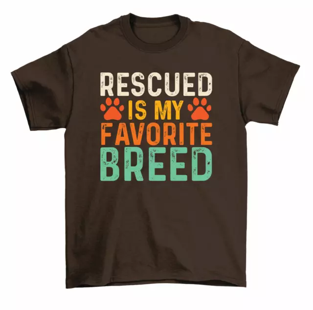 Rescued Is My Favorite Breed T-Shirt Dog Paw Animal Rescue Tee Men Women