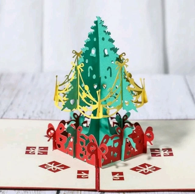 POP UP KARTE 3D Weihnachtskarte Christkind Tannenbaum