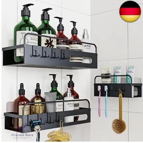 Uamector Duschablage ohne Bohren - 3 Stück Badezimmer Regal Duschkorb Shampoo