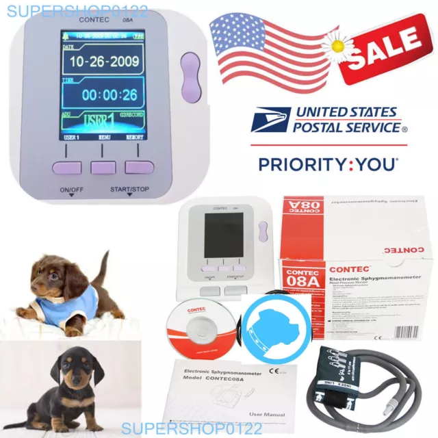 US SELLER FDA CONTEC08A-VET Veterinary Digital Blood Pressure Monitor, NIBP Cuff