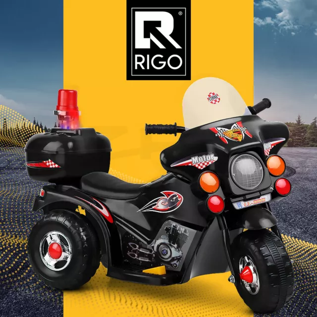 Rigo Kids Electric Ride On Police Motorcycle Motorbike 6V Battery Black