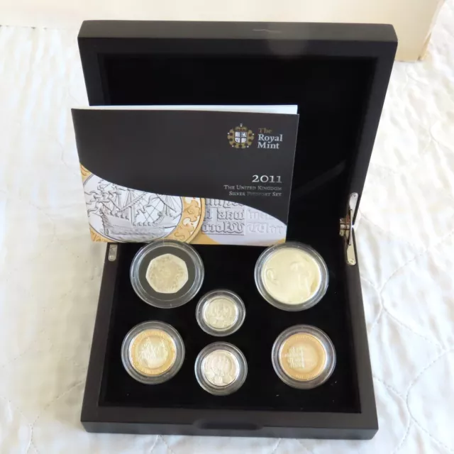 2011 ROYAL MINT PIEDFORT 6 COIN SILVER PROOF SET - boxed/coa