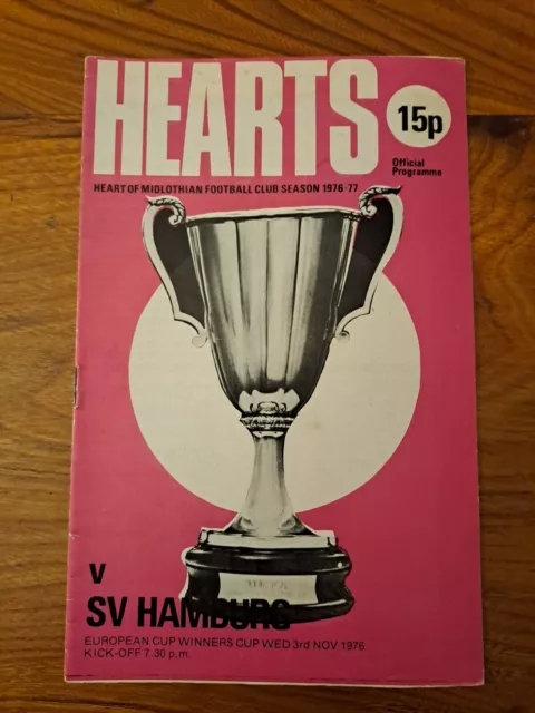 Hearts V SV Hamburg ECWC November 1976