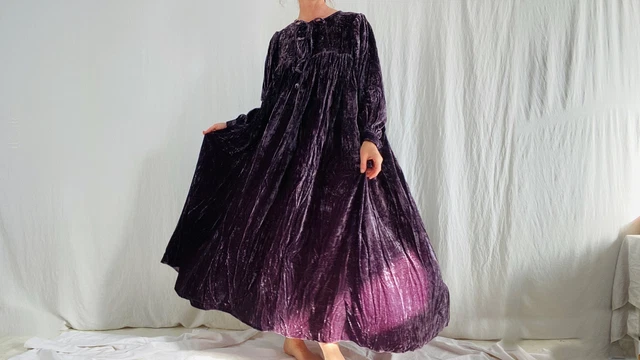Silk Velvet Long Sleeved Dress. Oversized. Sumptuous and Comfy! S-XL