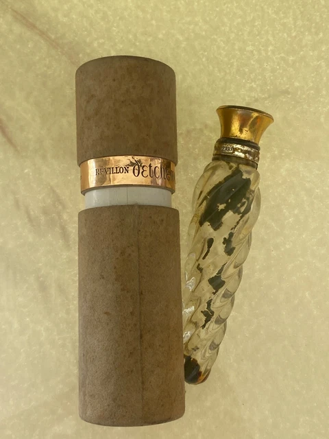 Flacon Parfum Vintage Revillon « Detchema » En Verre Torsadé - Modèle Sac Rare, 40ml, Floral