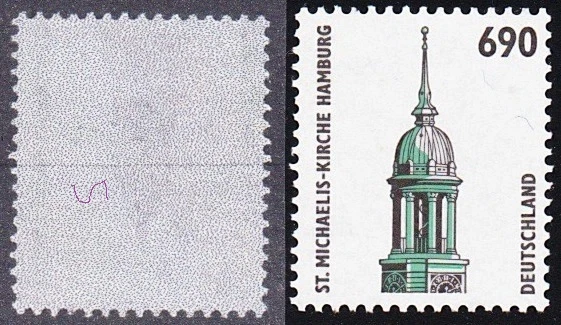 [MF257] SWK 690 Pf. MiNr. 1860yR. mit wenig Melierfasern auf DP1MW-Papier ★★