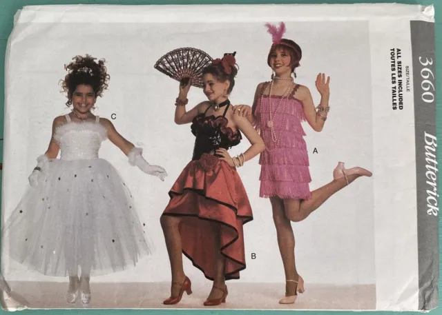 Butterick 3660 Pattern Costume Flapper Princess Senorita Child Girls XS S M L