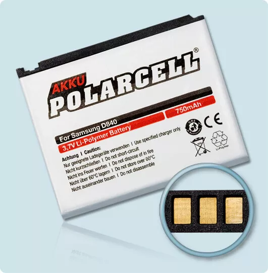 Batería PolarCell para Samsung SGH-D840 sustituido AB394635CE 750mAh Batería Batería Accu Acku