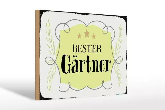 Holzschild Spruch 30x20 cm bester Gärtner Geschenk Holz Deko Schild wooden sign