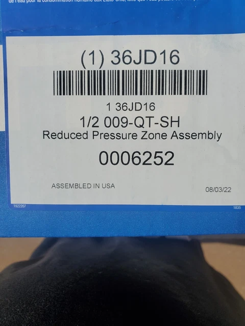 Watts 009-QT-SH  1/2" Reduced Pressure Zone Backflow Preventer